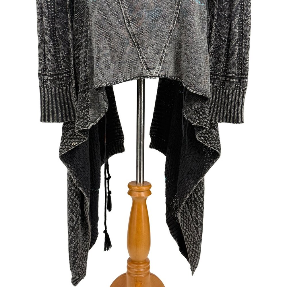 Free People Grey Patchwork Knit Duster Cardigan Sweater • Boho Coastal Cowgirl M - Picture 13 of 16